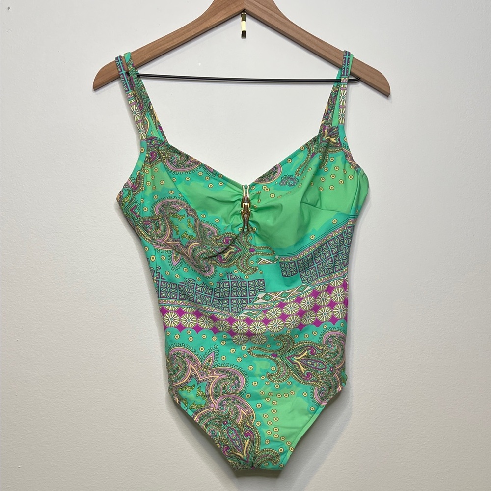 Luxury Green Paisley Women's One Piece Swimsuit Maryan Mehlhorn